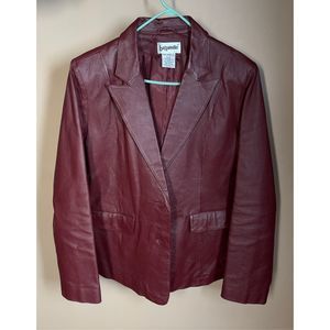 Genuine Red Leather Blazer Jacket Bomber Boho Funky Vintage